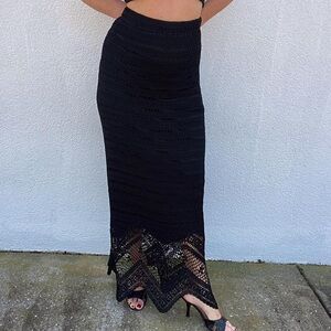 Chico's Black Crochet Maxi Skirt